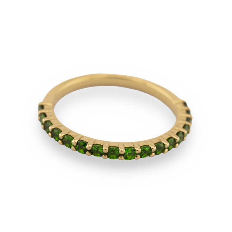 tsavorite garnet green and gold half eternity ring
